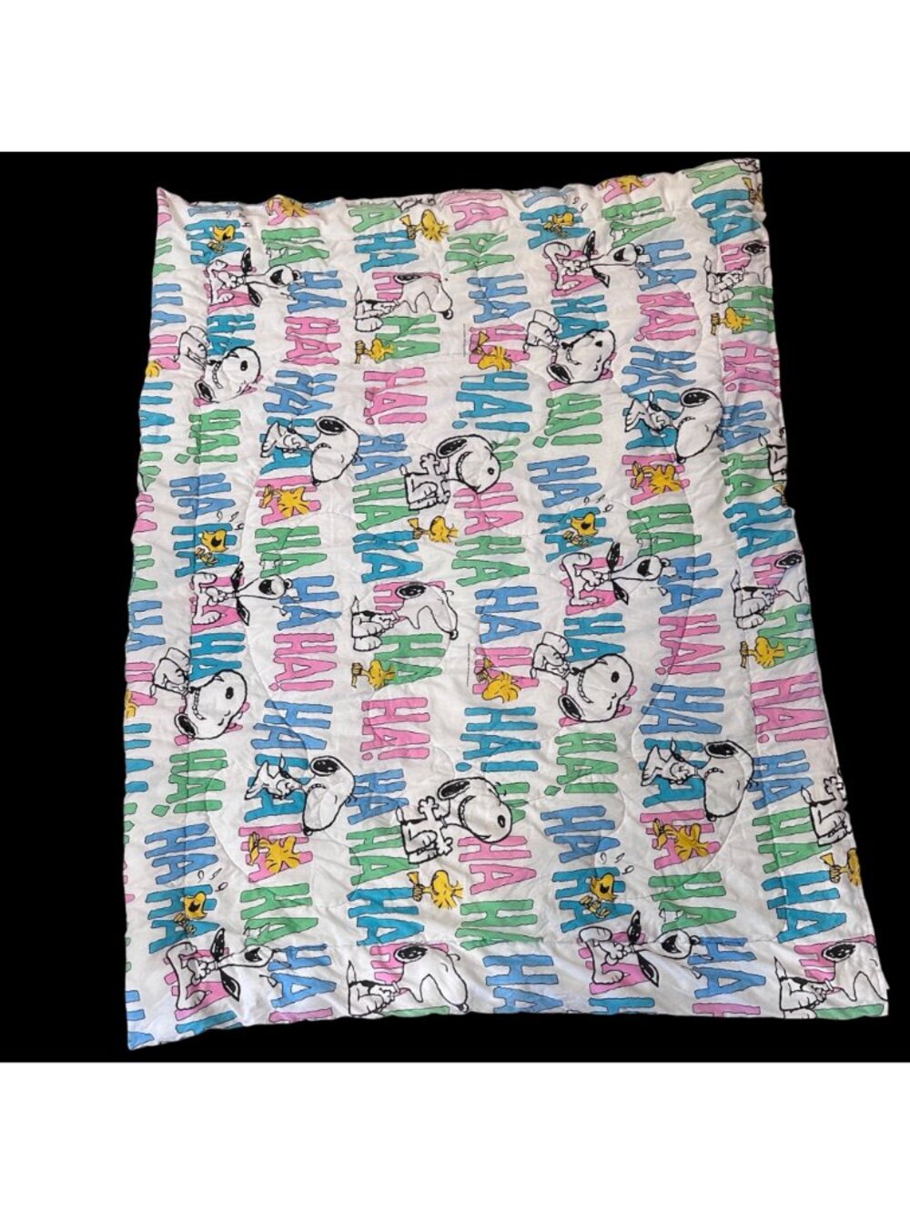 Vintage Peanuts Snoopy Woodstock Ha Ha Laughing Blanket Twin Size Cannon USA - Picture 2 of 11